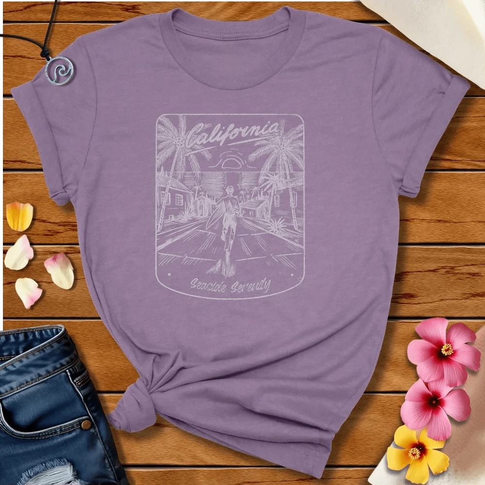 Seaside Serenity Tee Heather Purple by Salty By Choice® We love the beach ocean and anything around water.