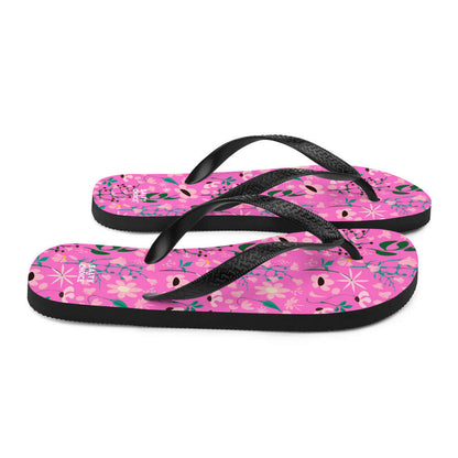 Trendy Botanical Pink Flip-Flops from