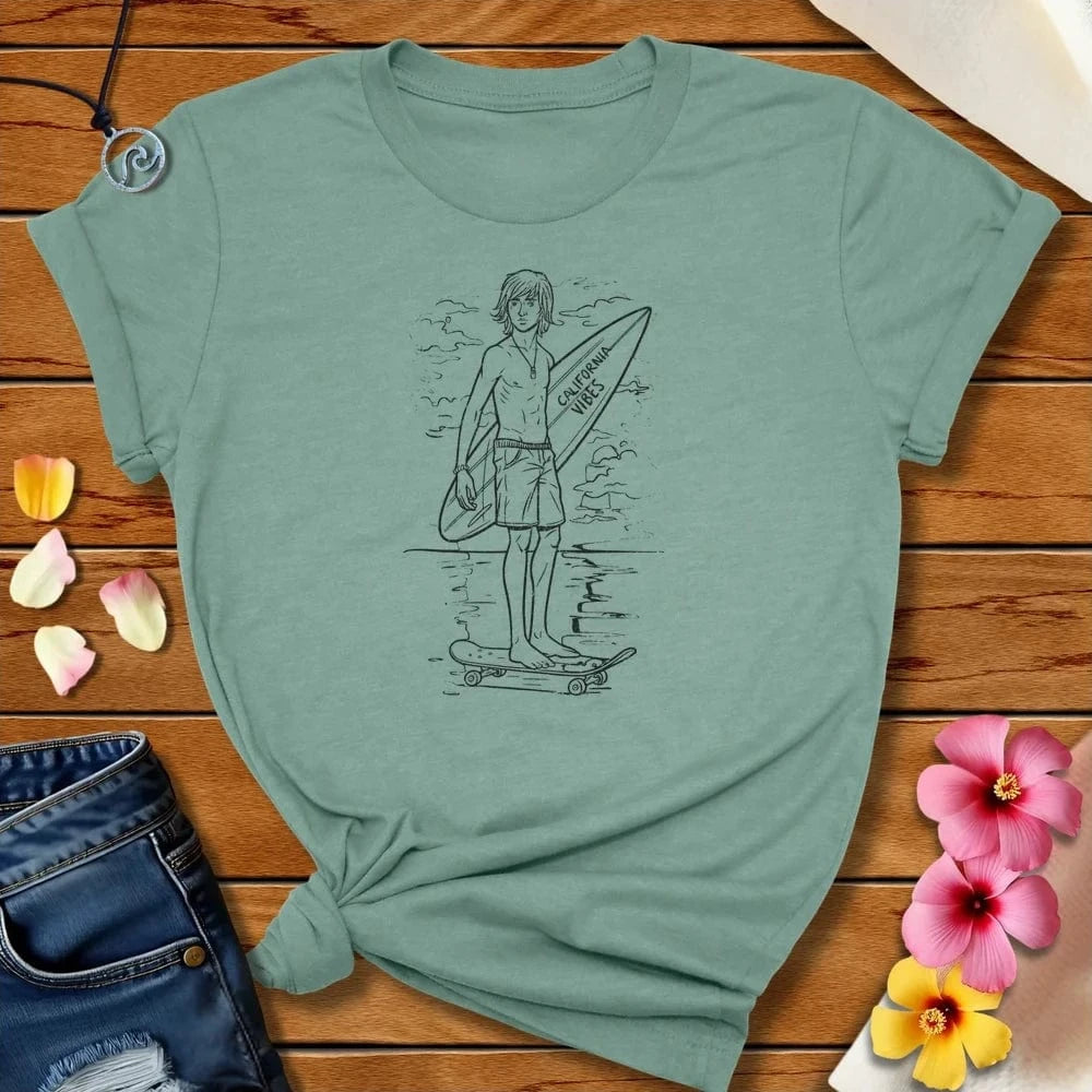 Surfer Guy Tee Heather Prism Dusty Blue by Salty By Choice® We love the beach ocean and anything around water.