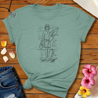 Surfer Guy Tee Heather Prism Dusty Blue by Salty By Choice® We love the beach ocean and anything around water.
