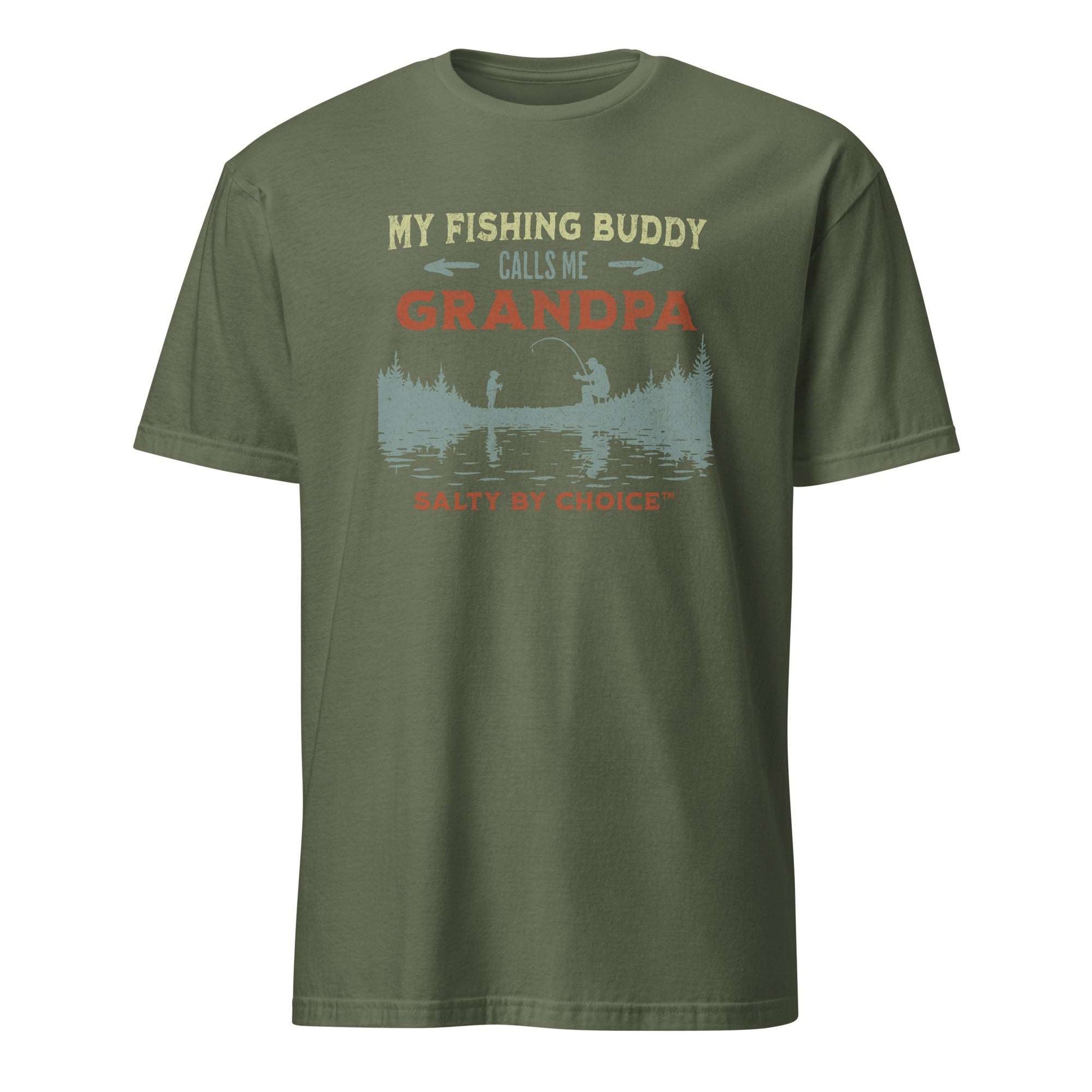 Fishing Grandpa Unisex Tee Military Green by Miramar Outfitters Salty By Choice Collection