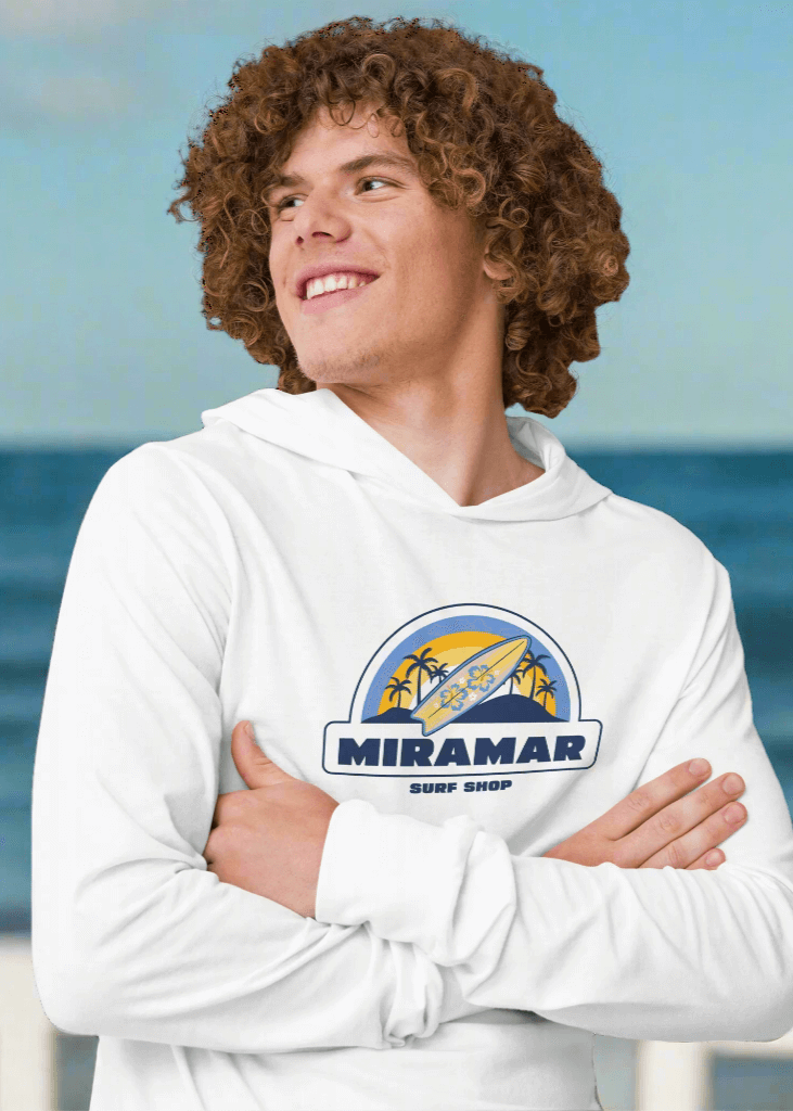 Hibiscus Surfboard Hooded Long-sleeve Tee