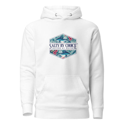 Hibiscus Unisex Hoodie White by Miramar Outfitters Salty By Choice Collection