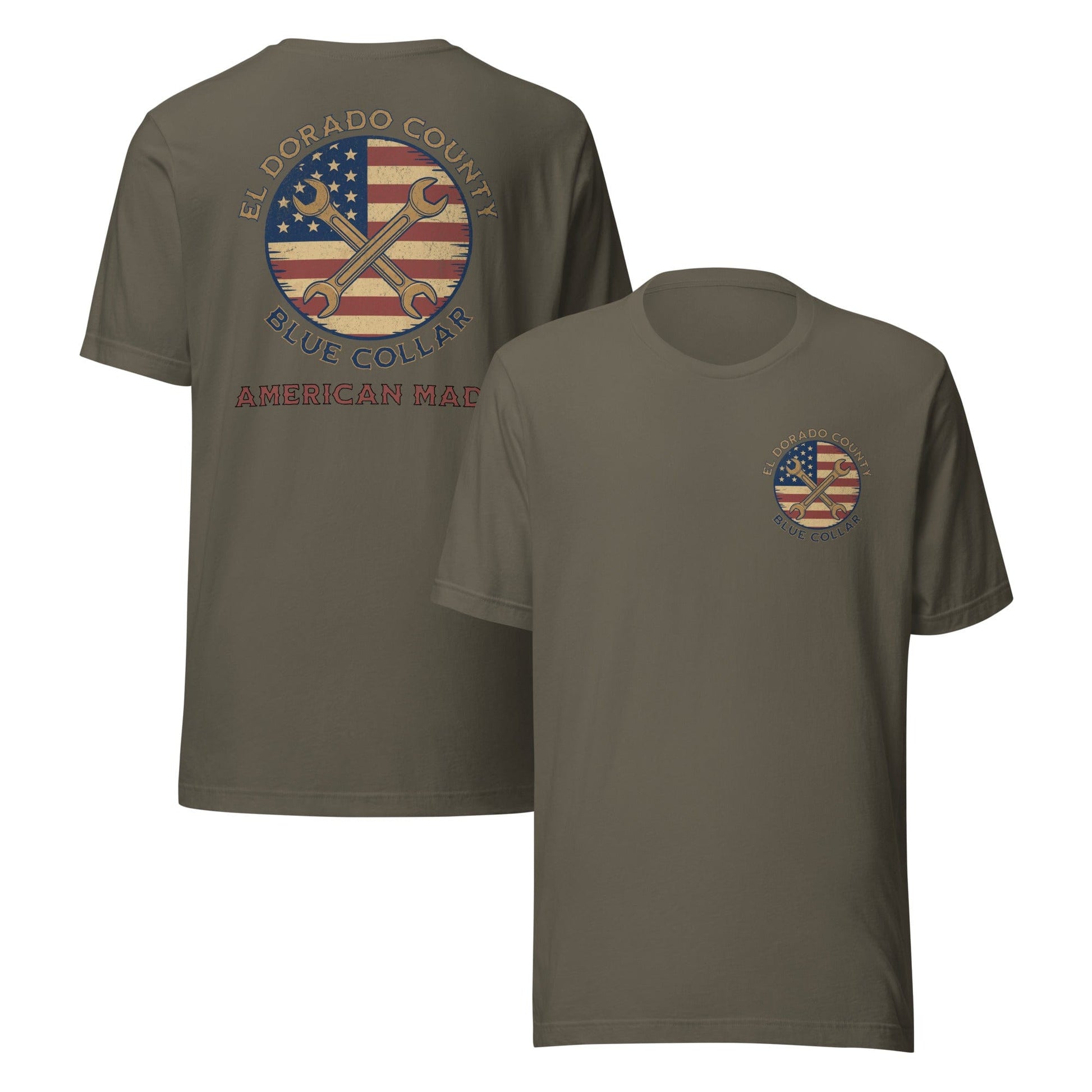 Blue Collar Mens T-Shirt Army by Salty By Choice® We love the beach ocean and anything around water.