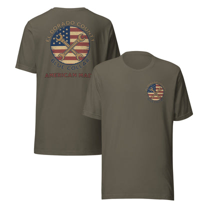 Blue Collar Mens T-Shirt Army by Salty By Choice® We love the beach ocean and anything around water.