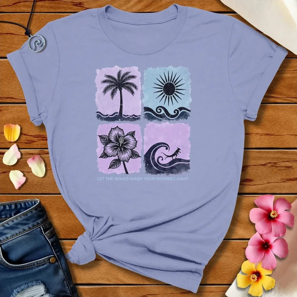 Wash Your Worries Tee Lavender Blue by Salty By Choice® We love the beach ocean and anything around water.
