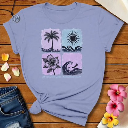 Wash Your Worries Tee Lavender Blue by Salty By Choice® We love the beach ocean and anything around water.