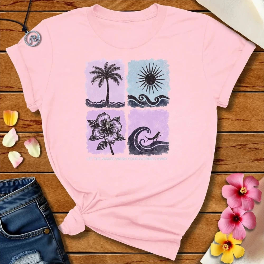 Wash Your Worries Tee Soft Pink by Salty By Choice® We love the beach ocean and anything around water.