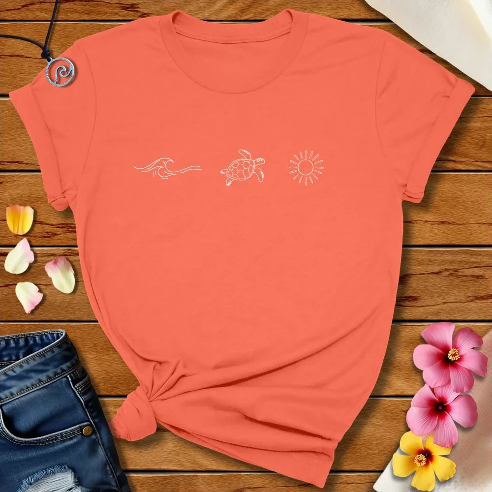 Wave Turtle Sun Lite Tee Coral by Salty By Choice™ We love ocean apparel