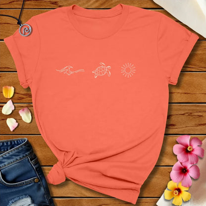 Wave Turtle Sun Lite Tee Coral by Salty By Choice™ We love ocean apparel