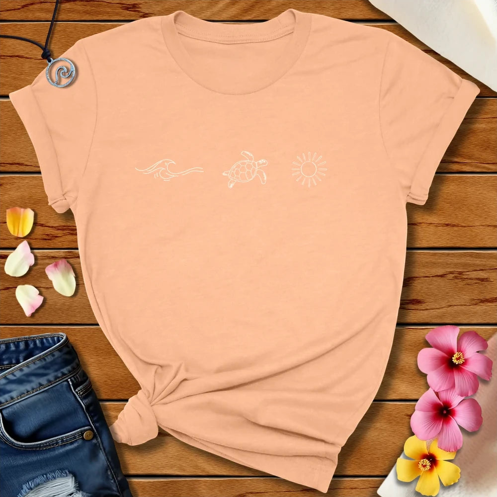Wave Turtle Sun Lite Tee Peach by Salty By Choice™ We love ocean apparel