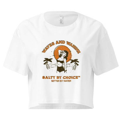 Waves and Wahine Crop Top White by Salty By Choice™