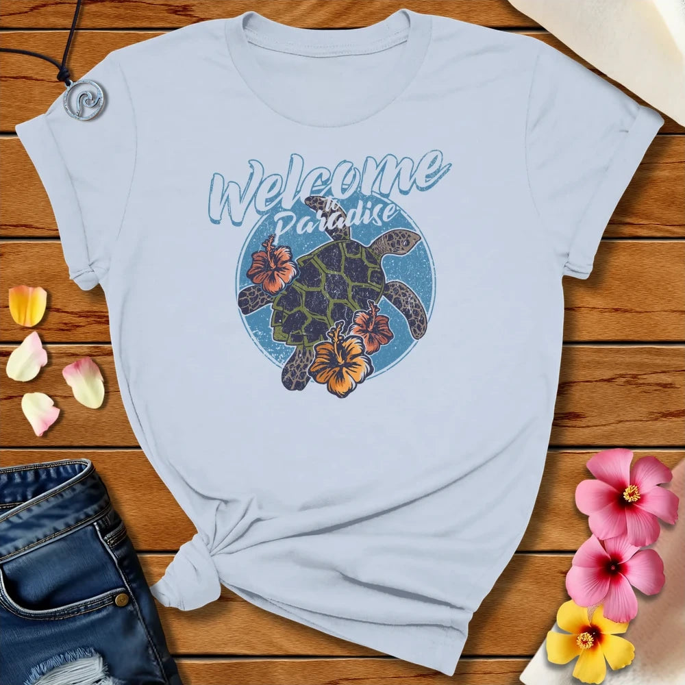 Welcome To Paradise Tee Light Blue by Salty By Choice™ We love ocean apparel