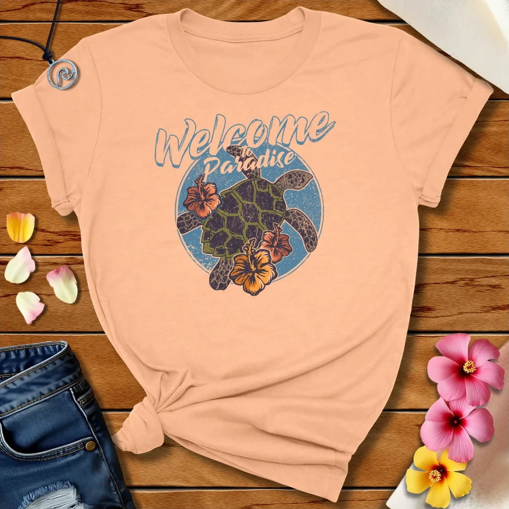 Welcome To Paradise Tee Peach by Salty By Choice™ We love ocean apparel
