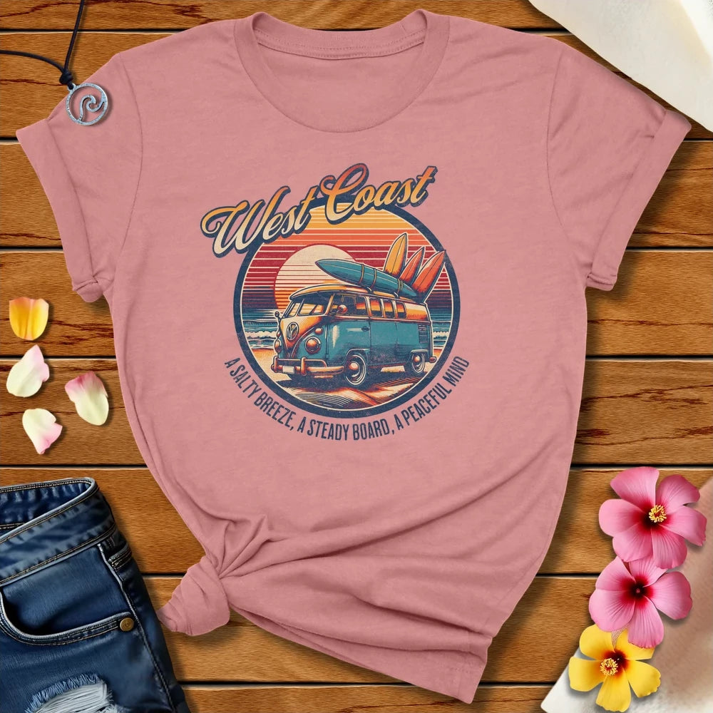 Westcoast Surfing Tee Heather Mauve by Salty By Choice™ We love ocean apparel