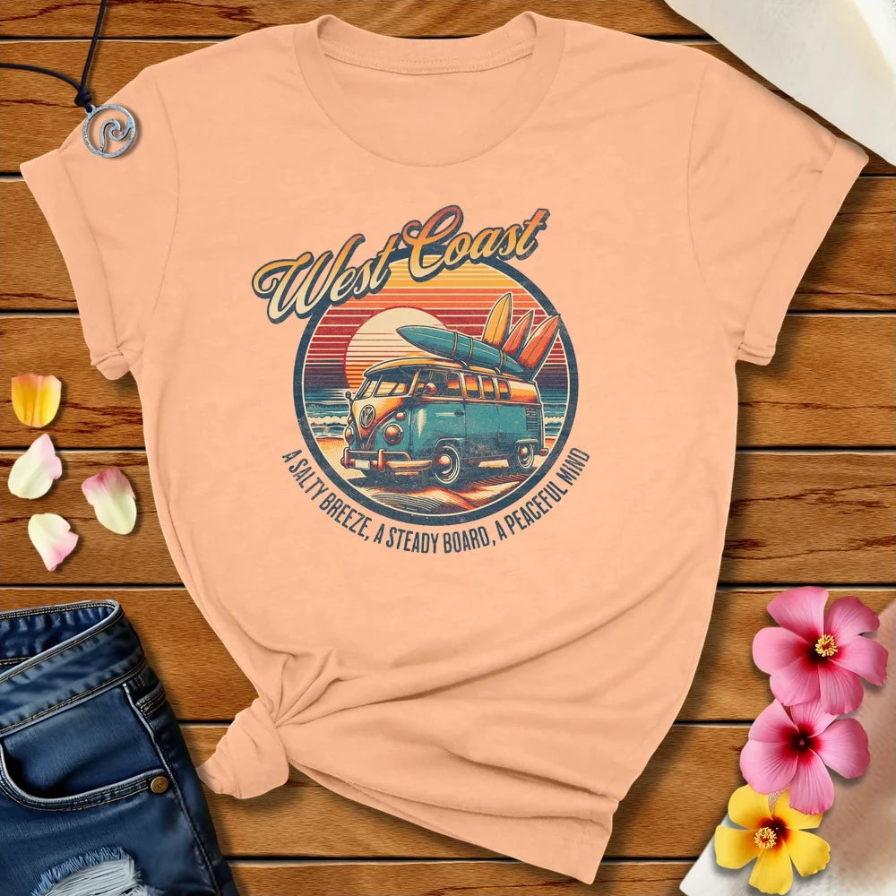 Westcoast Surfing Tee Heather Peach by Salty By Choice™ We love ocean apparel