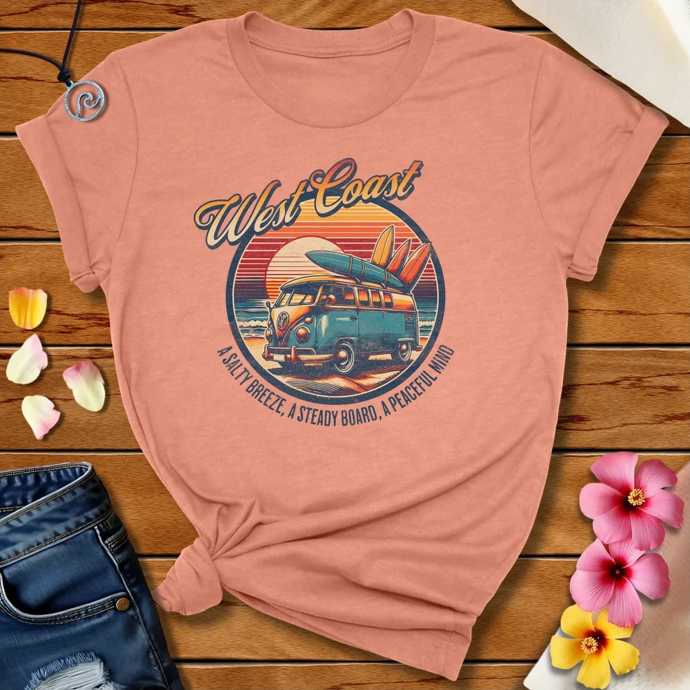 Westcoast Surfing Tee Heather Prism Sunset by Salty By Choice™ We love ocean apparel